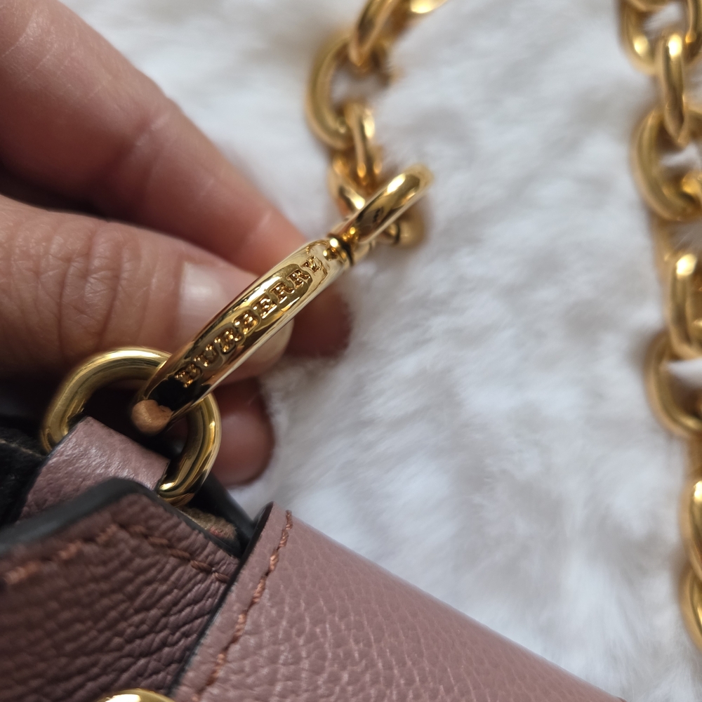 Burberry  Mini Bucket Tote Pink and Tan Bag with Gold Accents - Picture 3 of 16